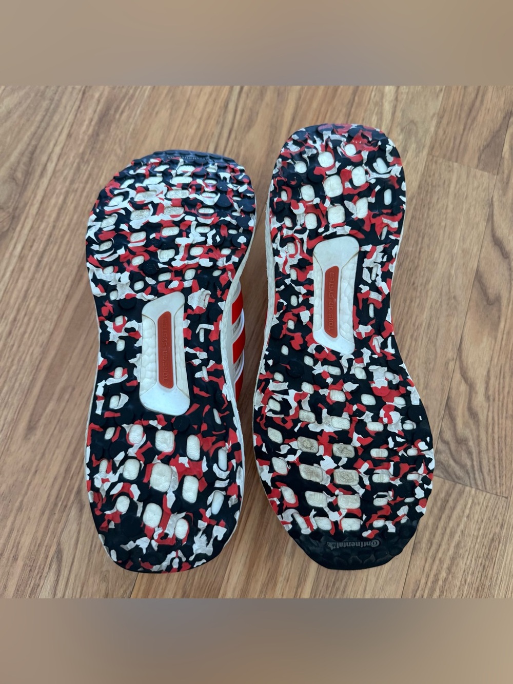 Adidas UltraBoost 4.0 Red Stripes White Running Shoes Marble Print Outsoles 10 - Picture 9 of 11